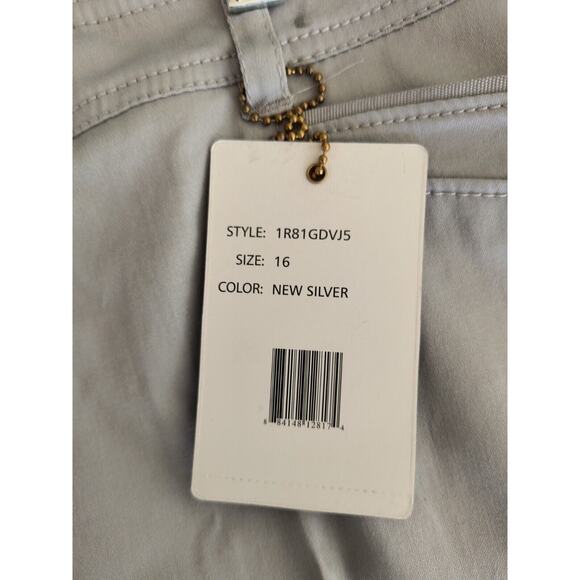 Zac & Rachel Capri Pants Women's Size 16 Silver/Gray Slim Crop Sateen New - Picture 3 of 14